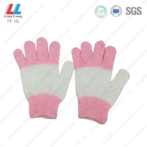 白山粉色沐浴手套